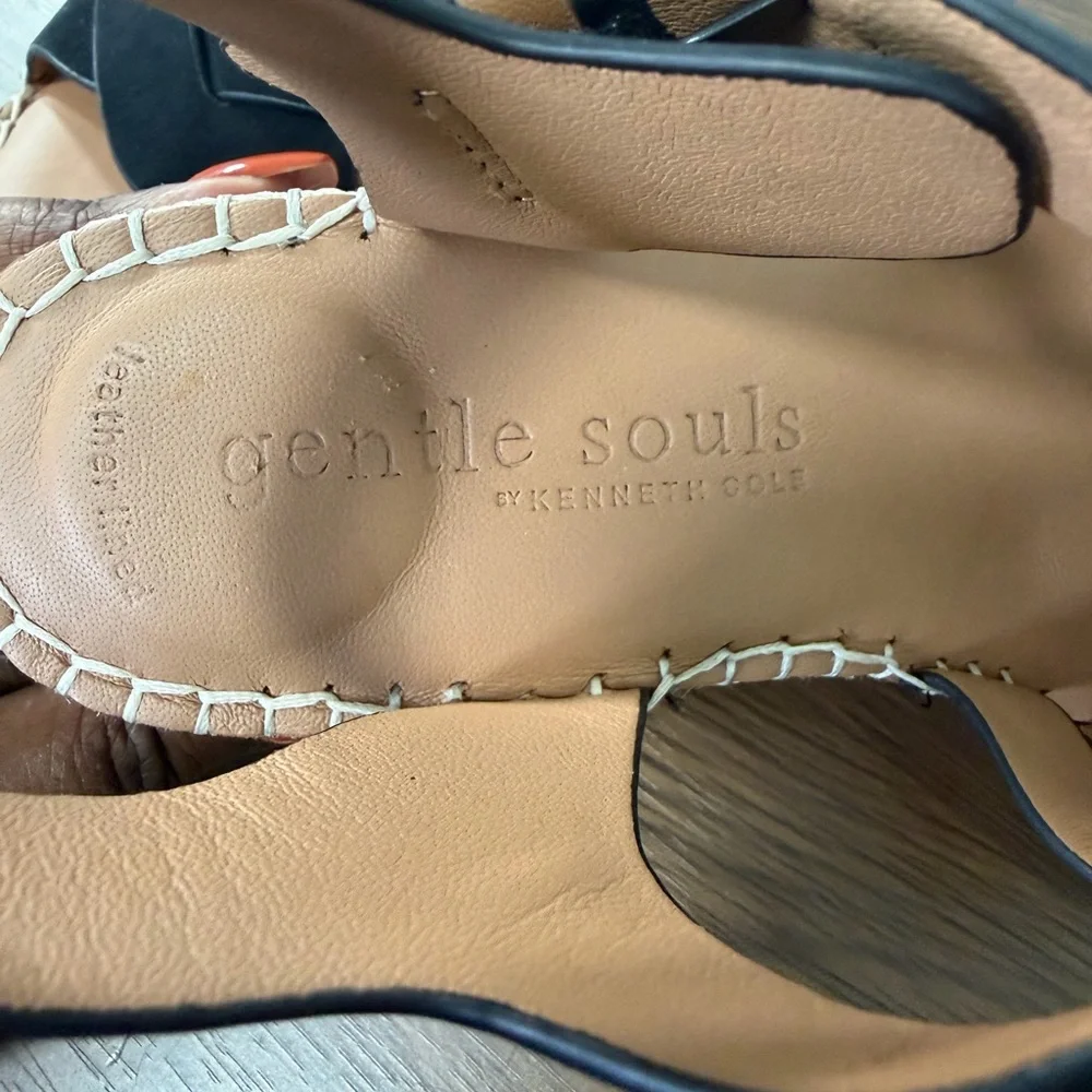 Gentle‎ Souls Black Espadrille Suede Wedges Sz 8